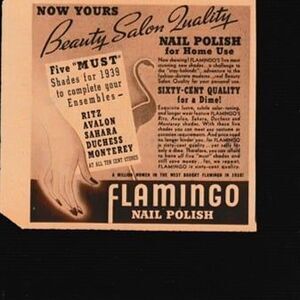 Vintage‎ 1939 Flamingo Nail Polish Advertisement San Francisco Chronicle